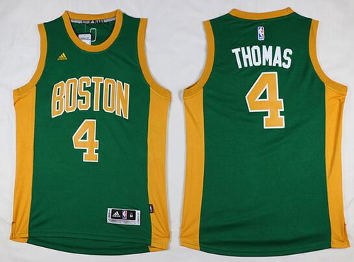 Men's Boston Celtics #4 Isaiah Thomas Revolution 30 Swingman New Green With Gold Jersey