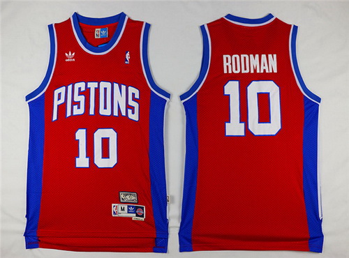 Men's Detroit Pistons #10 Dennis Rodman Red Hardwood Classics Soul Swingman Throwback Jersey