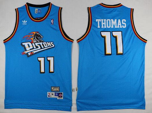 Men's Detroit Pistons #11 Isiah Thomas Blue Hardwood Classics Soul Swingman Throwback Jersey