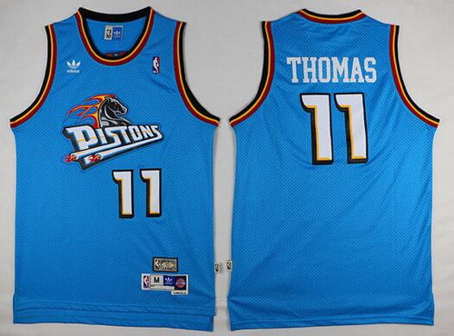 Mens Detroit Pistons #11 Isiah Thomas Blue Hardwood Classics Soul Swingman Throwback Jersey