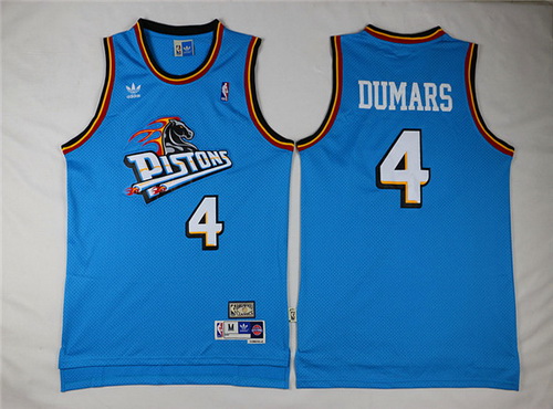Men's Detroit Pistons #4 Joe Dumars Blue Hardwood Classics Soul Swingman Throwback Jersey
