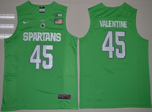 Men's Michigan State Spartans #45 Denzel Valentine 2016 Apple Green College Basketball Authentic Jersey