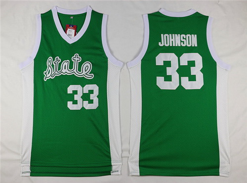 Men's Michigan State Spartans #33 Magic Johnson Green College Basketball Swingman Jersey-State