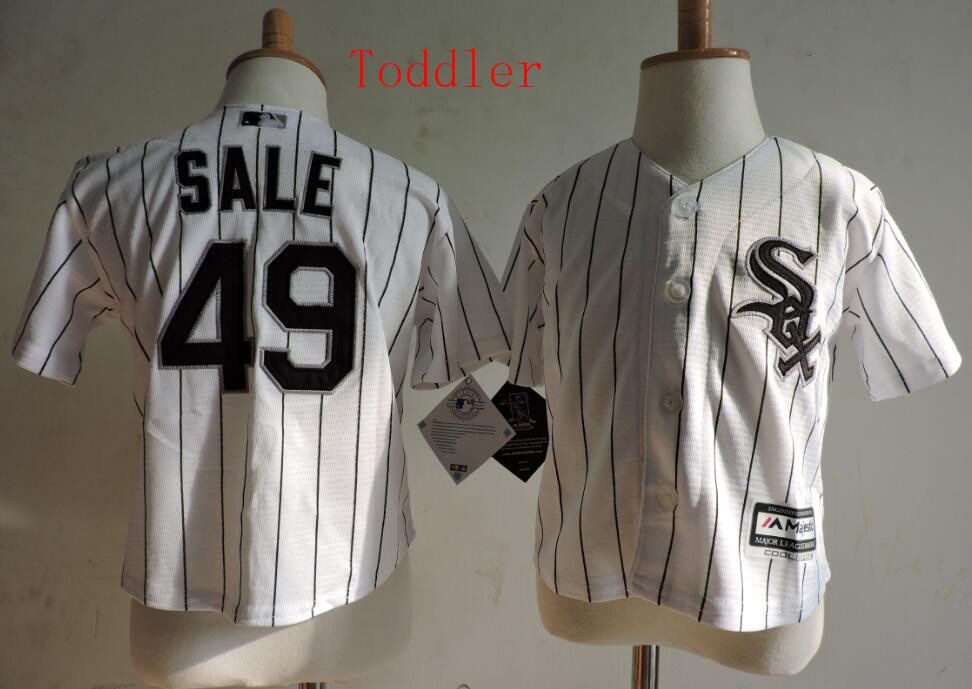 Toddler Chicago White Sox #49 Chris Sale White Pinstripe Cool Base Baseball Jersey