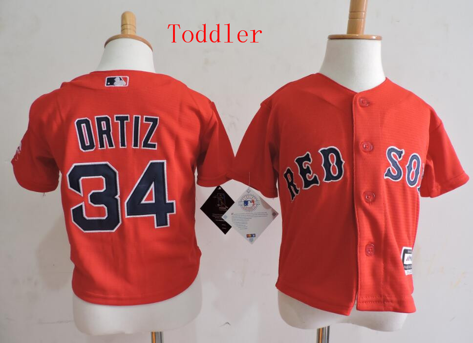 Toddler Boston Red Sox #34 David Ortiz Red Cool base Baseball Jersey
