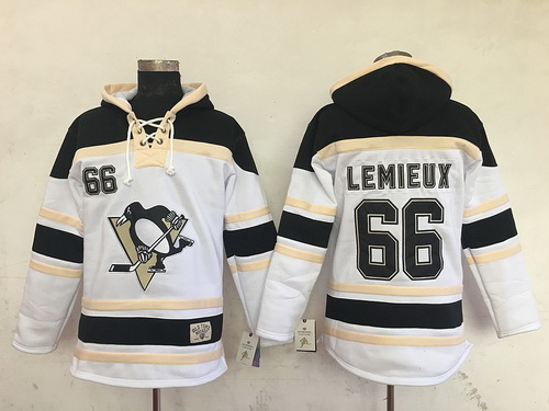 Men's Pittsburgh Penguins #66 Mario Lemieux White Old Time Hockey Hoodie