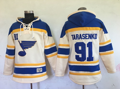 Men's St. Louis Blues #91 Vladimir Tarasenko Cream Old Time Hockey Hoodie