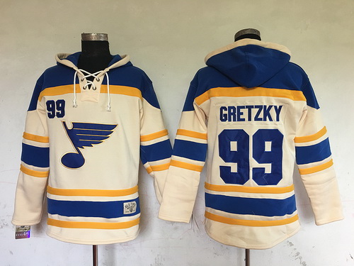 Men's St. Louis Blues #99 Wayne Gretzky Cream Old Time Hockey Hoodie