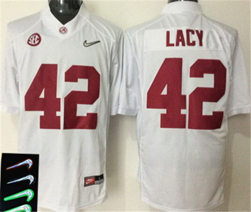 Youth Alabama Crimson Tide #42 Eddie Lacy White 2016 Playoff Diamond Quest College Football Nike Limited Jersey