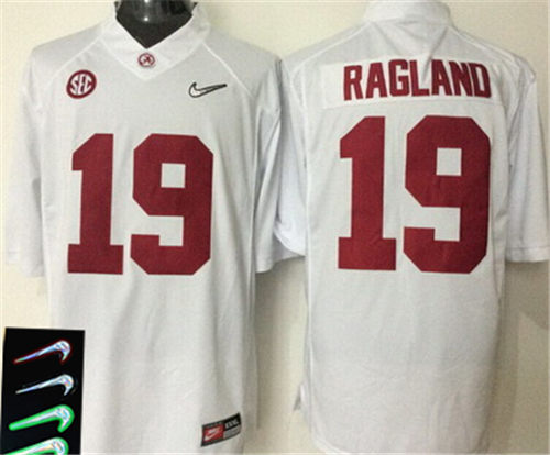 Men's Alabama Crimson Tide #19 Reggie Ragland White 2016 Playoff Diamond Quest College Football Jersey