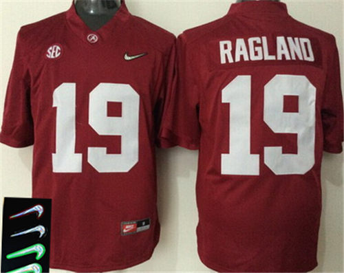 Men's Alabama Crimson Tide #19 Reggie Ragland Red 2016 Playoff Diamond Quest College Football Jersey