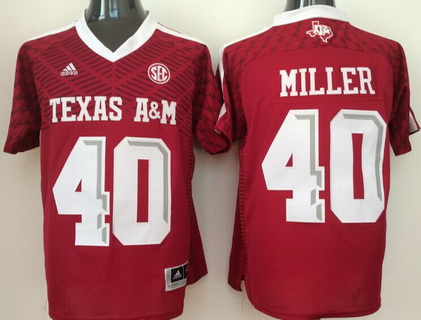 Men's Texas A&M Aggies #40 Von Miller Adidas Red 2016 College Football Jersey