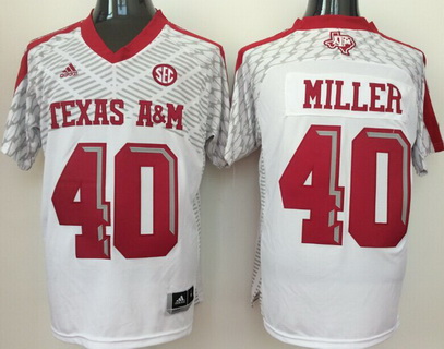 Men's Texas A&M Aggies #40 Von Miller Adidas White 2016 College Football Jersey