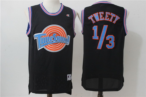 Men's The Movie Space Jam #1/3 Tweety Black Soul Swingman Basketball Jersey