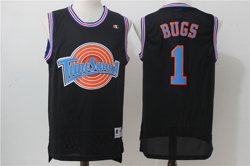 Men's The Movie Space Jam #1 Bugs Bunny Black Soul Swingman Basketball Jersey