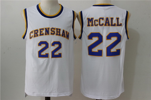 Men's The Movie Love & Basketball #22 Quincy McCall Crenshaw High School White Soul Film Basketball Jersey