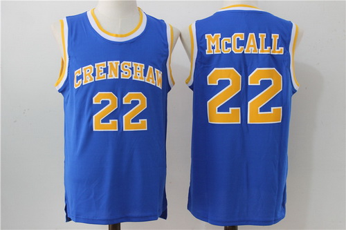Men's The Movie Love & Basketball #22 Quincy McCall Crenshaw High School Blue Soul Film Basketball Jersey
