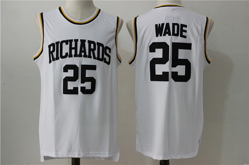 Men's Harold L. Richards High School #25 Dwyane Wade White Soul Swingman Basketball Jersey