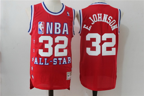 NBA 1989 All-Star #32 Magic Johnson Jr Red Hardwood Classics Soul Swingman Throwback Jersey