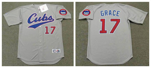 Men's Chicago Cubs #17 MARK GRACE 1994 Gray Cubs Cooperstown Throwback Away Jersey