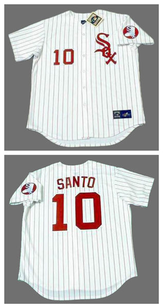 Men's Chicago White Sox #10 RON SANTO 1974 Home White Throwback Baseball Jersey