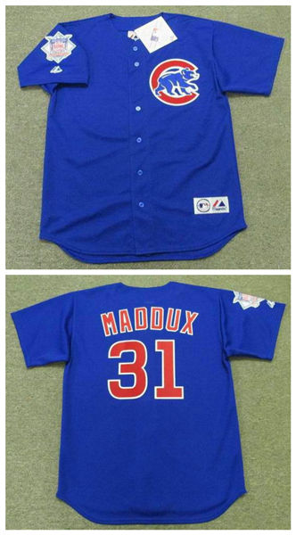 Men's Chicago Cubs #31 Greg Maddux 2004 Alternate Blue Throwback Baseball Jersey