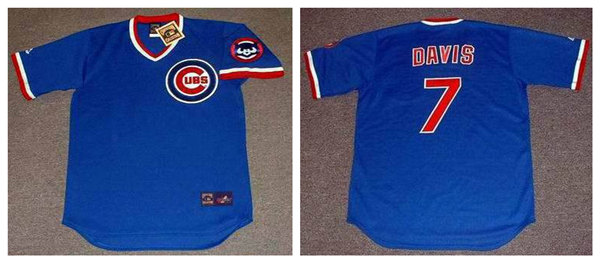 Men's Chicago Cubs #7 JODY DAVIS 1984 Blue Pullover Cooperstown Throwback Baseball Jersey