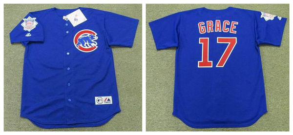Men's Chicago Cubs #17 MARK GRACE 1998 Blue Throwback Alternate Baseball Jersey
