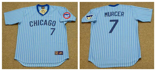 Men's Chicago Cubs #7 JODY DAVIS Blue Pinstripe Pullover Majestic Cooperstown Throwback Baseball Jersey