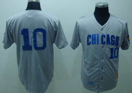 Men's Chicago Cubs #10 Ron Santo 1969 Gray Mitchell & Ness Throwback Jersey