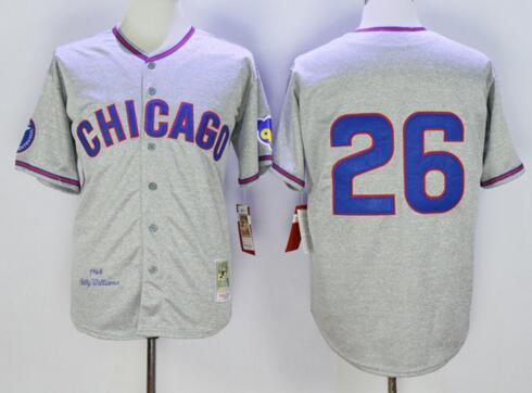 Men's Chicago Cubs #26 Billy Williams 1968 Gray Wool Baseball Jersey