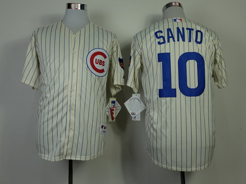 Men's Chicago Cubs #10 Ron Santo 1969 Cream Jersey