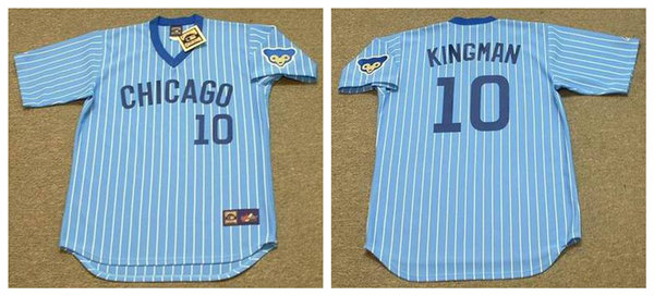 Men's Chicago Cubs #10 DAVE KINGMAN 1978 Blue Pinstripe Pullover Majestic Cooperstown Throwback Baseball Jersey
