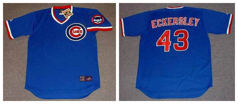Men's Chicago Cubs #43 DENNIS ECKERSLEY Alternate Blue Pullover Throwback Baseball Jersey