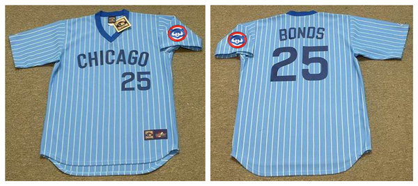 Men's Chicago Cubs #25 BOBBY BONDS 1981 Blue Pinstripe Pullover Majestic Cooperstown Throwback Baseball Jersey