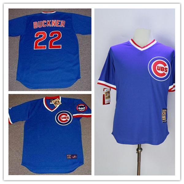Men's Chicago Cubs #22 BILL BUCKNER Alternate Blue Pullover Throwback Baseball Jersey