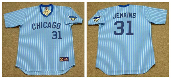 Men's Chicago Cubs #31 FERGUSON JENKINS Blue Pinstripe Pullover Majestic Cooperstown Throwback Baseball Jersey