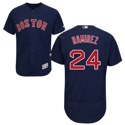 Men's Boston Red Sox Retired Player #24 Manny Ramirez Navy Blue Cool Base Baseball Jersey