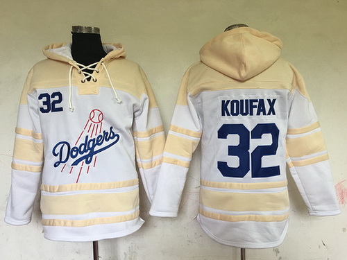 Men's Los Angeles Dodgers #32 Sandy Koufax Retired White Baseball MLB Hoodie