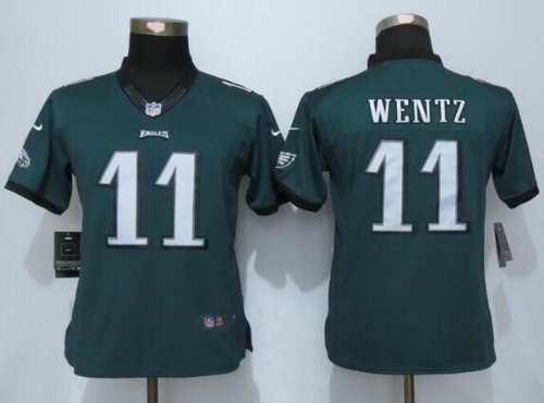 Women's Philadelphia Eagles #11 Carson Wentz Green Team Color NFL Nike Limited Jersey