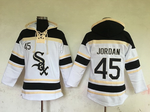 Men's Chicago White Sox Retired Player #45 Michael Jordan White Baseball MLB Hoodie