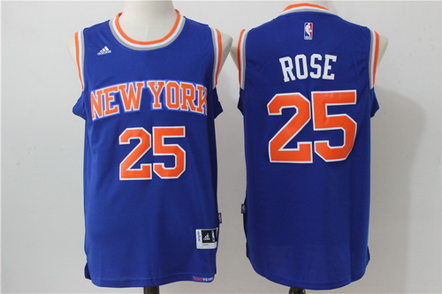 Men's New York Knicks #25 Derrick Rose Blue Revolution 30 Swingman Basketball Jersey