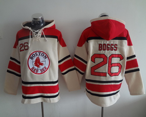 Men's Boston Red Sox #26 Wade Boggs Retired Cream Baseball MLB Hoodie