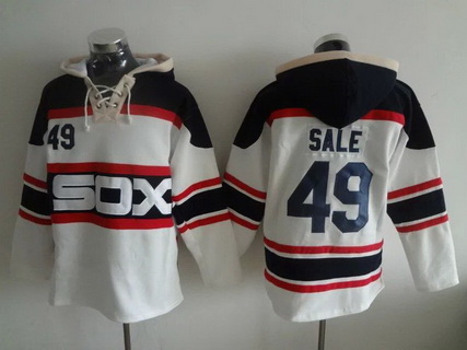 Men's Chicago White Sox #49 Chris Sale White Retro Baseball Hoodie