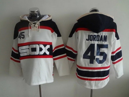 Men's Chicago White Sox #45 Michael Jordan White Retro Baseball Hoodie