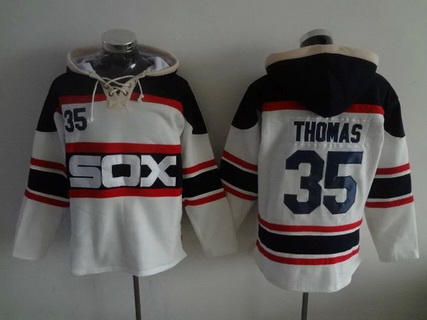 Men's Chicago White Sox #35 Frank Thomas White Retro Baseball Hoodie