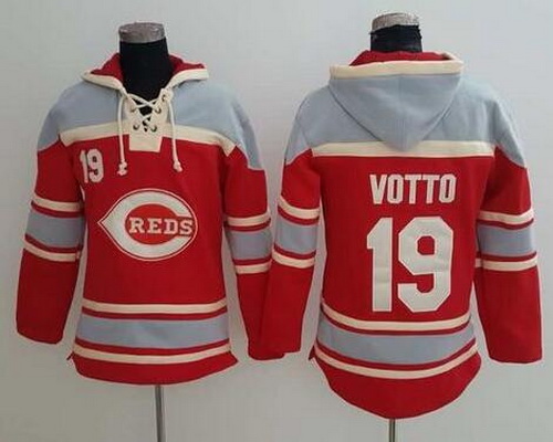 Men's Cincinnati Reds #19 Joey Votto Red Baseball MLB Hoodie