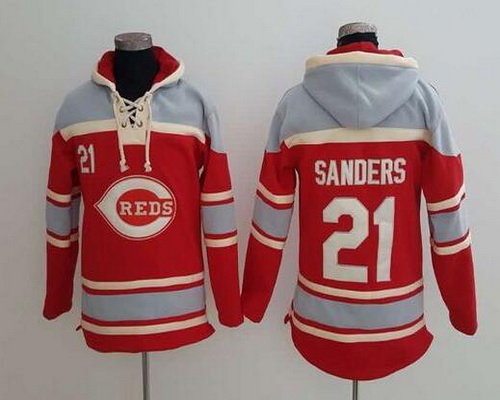 Men's Cincinnati Reds #21 Deion Sanders Retired Red Baseball MLB Hoodie