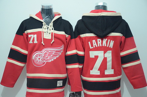 Men's Detroit Red Wings #71 Dylan Larkin Old Time Hockey Red Hoodie