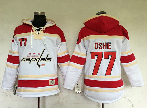 Men's Washington Capitals #77 T.J. Oshie White Old Time Hockey Hoodie